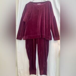 Cable & Gauge Studio Plush Velour Set in Wine Size 1X
